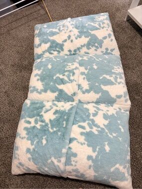Plush Blue and White Cowprint Floor Pillow Lounger